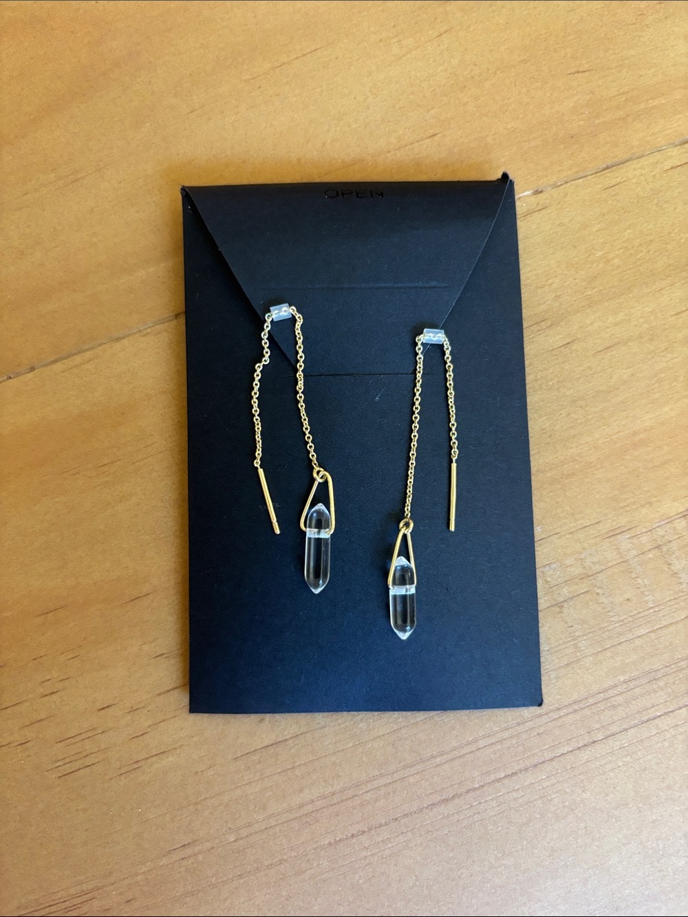 Handcrafted Gold Threader Earrings with Crystal Drops